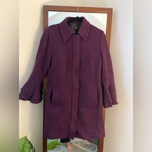 International Concepts INC Purple Winter Coat-Ruffle Sleeves-Medium